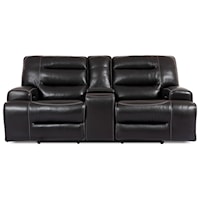 Leather Match Power Loveseat with Console and Power Headrest
